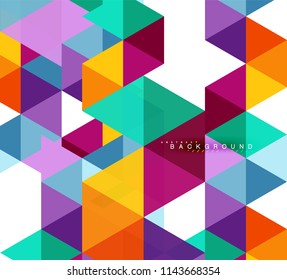 Multicolored triangles abstract background, mosaic tiles concept, vector illustration