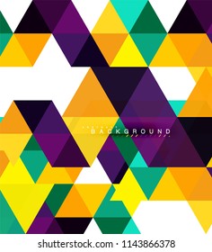 Fondo abstracto de triángulos multicolores, concepto de mosaicos, ilustración vectorial