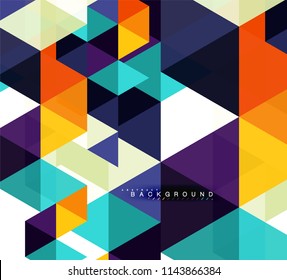 Fondo abstracto de triángulos multicolores, concepto de mosaicos, ilustración vectorial