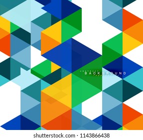 Fondo abstracto de triángulos multicolores, concepto de mosaicos, ilustración vectorial