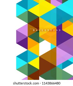 Fondo abstracto de triángulos multicolores, concepto de mosaicos, ilustración vectorial