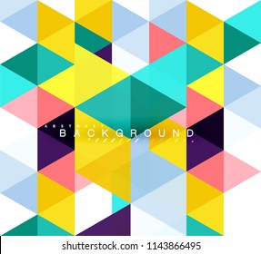 Multicolored triangles abstract background, mosaic tiles concept, vector illustration