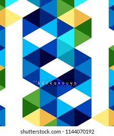 Fondo abstracto de triángulos multicolores, concepto de mosaicos, ilustración vectorial