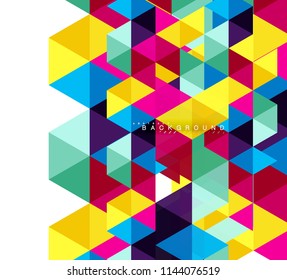 Fondo abstracto de triángulos multicolores, concepto de mosaicos, ilustración vectorial