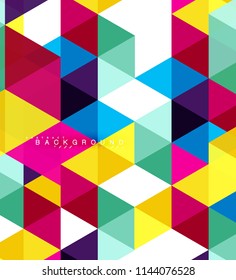 Multicolored triangles abstract background, mosaic tiles concept, vector illustration