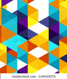 Multicolored triangles abstract background, mosaic tiles concept, vector illustration