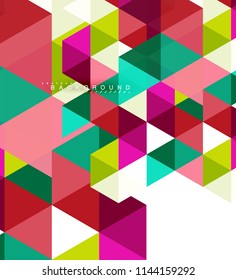 Multicolored triangles abstract background, mosaic tiles concept, vector illustration