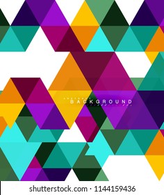 Fondo abstracto de triángulos multicolores, concepto de mosaicos, ilustración vectorial