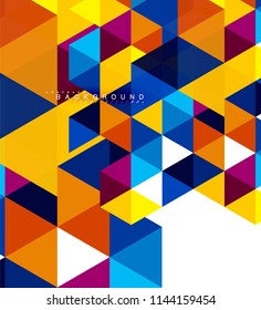 Multicolored triangles abstract background, mosaic tiles concept, vector illustration