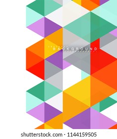 Multicolored triangles abstract background, mosaic tiles concept, vector illustration