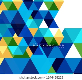 Multicolored triangles abstract background, mosaic tiles concept, vector illustration