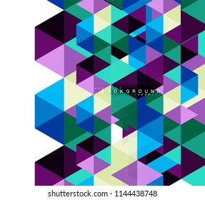 Multicolored triangles abstract background, mosaic tiles concept, vector illustration