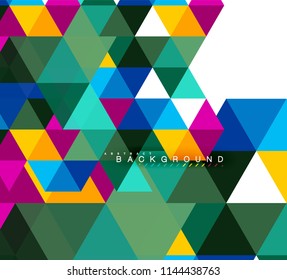 Multicolored triangles abstract background, mosaic tiles concept, vector illustration