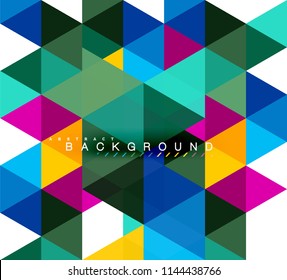 Multicolored triangles abstract background, mosaic tiles concept, vector illustration
