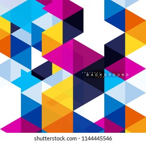 Multicolored triangles abstract background, mosaic tiles concept, vector illustration