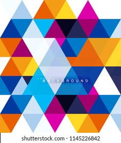 Multicolored triangles abstract background, mosaic tiles concept, vector illustration