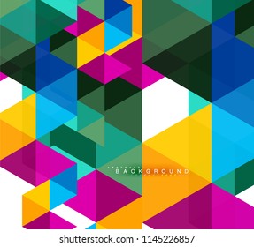 Multicolored triangles abstract background, mosaic tiles concept, vector illustration
