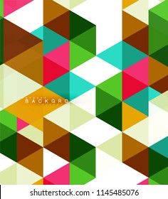 Multicolored triangles abstract background, mosaic tiles concept, vector illustration