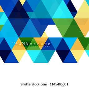 Multicolored triangles abstract background, mosaic tiles concept, vector illustration