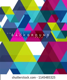 Multicolored triangles abstract background, mosaic tiles concept, vector illustration