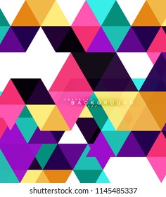 Multicolored triangles abstract background, mosaic tiles concept, vector illustration