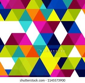 Fondo abstracto de triángulos multicolores, concepto de mosaicos, ilustración vectorial
