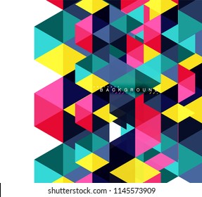 Multicolored triangles abstract background, mosaic tiles concept, vector illustration