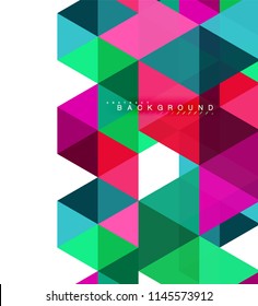 Multicolored triangles abstract background, mosaic tiles concept, vector illustration