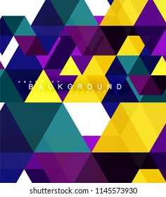 Multicolored triangles abstract background, mosaic tiles concept, vector illustration