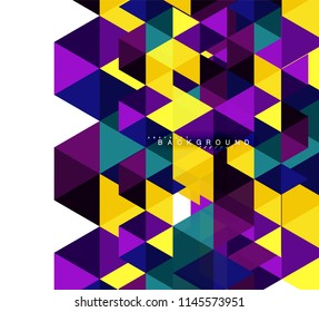 Multicolored triangles abstract background, mosaic tiles concept, vector illustration