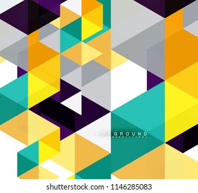 Multicolored triangles abstract background, mosaic tiles concept, vector illustration