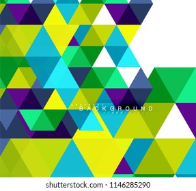 Multicolored triangles abstract background, mosaic tiles concept, vector illustration