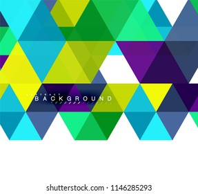 Multicolored triangles abstract background, mosaic tiles concept, vector illustration