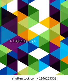 Multicolored triangles abstract background, mosaic tiles concept, vector illustration