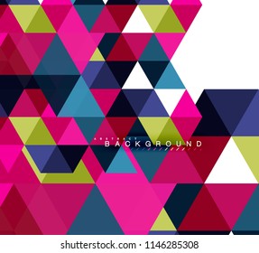 Multicolored triangles abstract background, mosaic tiles concept, vector illustration