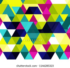 Multicolored triangles abstract background, mosaic tiles concept, vector illustration