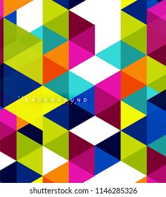 Fundo abstrato triângulos multicoloridos, conceito de mosaico azulejos, ilustração vetorial