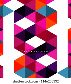 Multicolored triangles abstract background, mosaic tiles concept, vector illustration