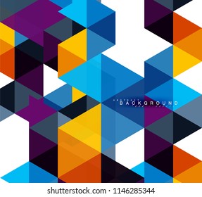 Multicolored triangles abstract background, mosaic tiles concept, vector illustration