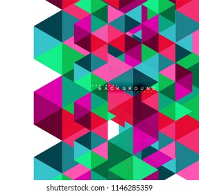 Multicolored triangles abstract background, mosaic tiles concept, vector illustration