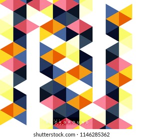 Multicolored triangles abstract background, mosaic tiles concept, vector illustration