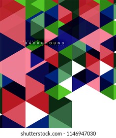 Multicolored triangles abstract background, mosaic tiles concept, vector illustration