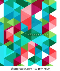 Multicolored triangles abstract background, mosaic tiles concept, vector illustration