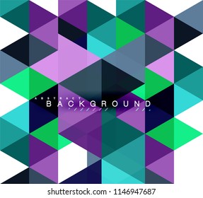 Multicolored triangles abstract background, mosaic tiles concept, vector illustration