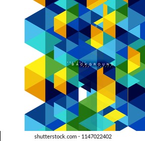 Fondo abstracto de triángulos multicolores, concepto de mosaicos, ilustración vectorial