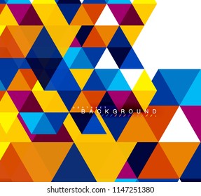 Multicolored triangles abstract background, mosaic tiles concept, vector illustration