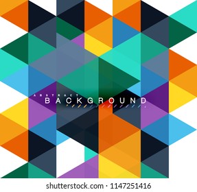 Fondo abstracto de triángulos multicolores, concepto de mosaicos, ilustración vectorial