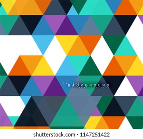 Multicolored triangles abstract background, mosaic tiles concept, vector illustration