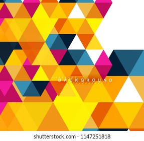 Fondo abstracto de triángulos multicolores, concepto de mosaicos, ilustración vectorial