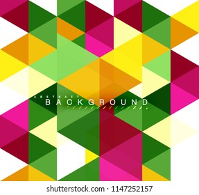 Multicolored triangles abstract background, mosaic tiles concept, vector illustration